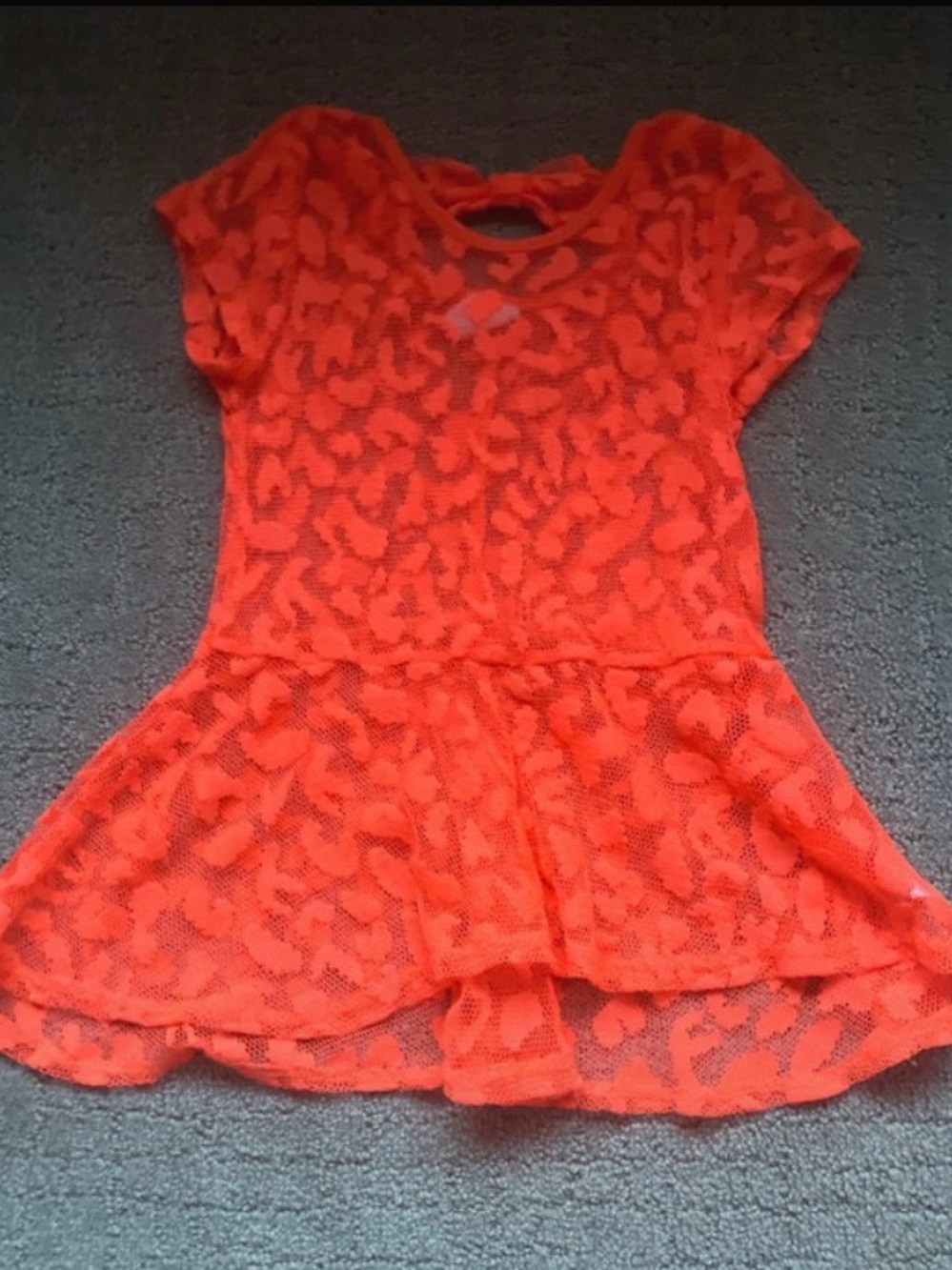 Circo Orange Short-Sleeve Lace Peplum Tee